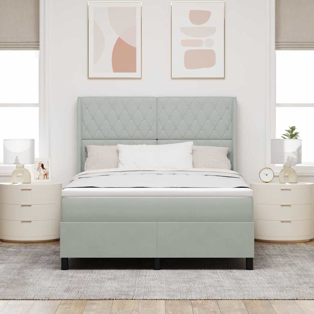 Letto a molle con testiera Grigio chiaro 140 x 200 cm Velluto | homemem39
