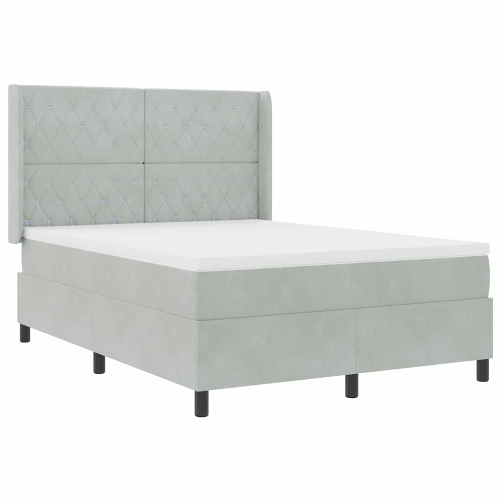 Letto a molle con testiera Grigio chiaro 140 x 200 cm Velluto | homemem39