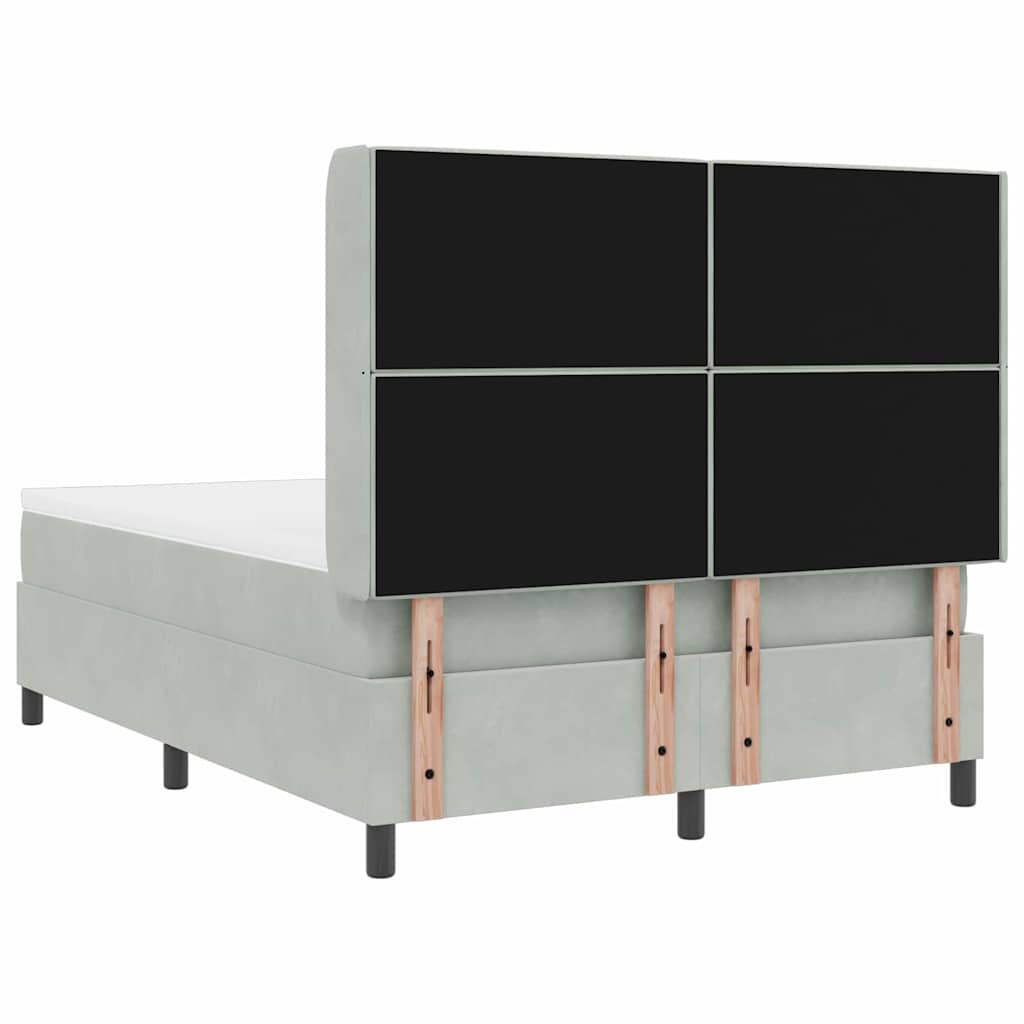 Letto a molle con testiera Grigio chiaro 140 x 200 cm Velluto | homemem39