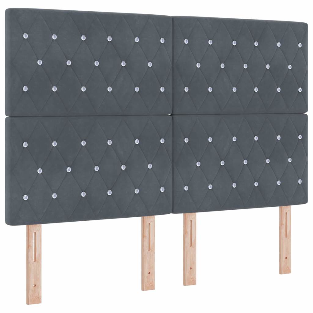 Letto a molle con strisce LED Grigio scuro 140 x 200 cm Velluto | homemem39