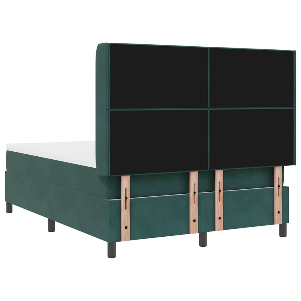Letto a molle con strisce LED Verde Scuro 140 x 200 cm Velluto | homemem39