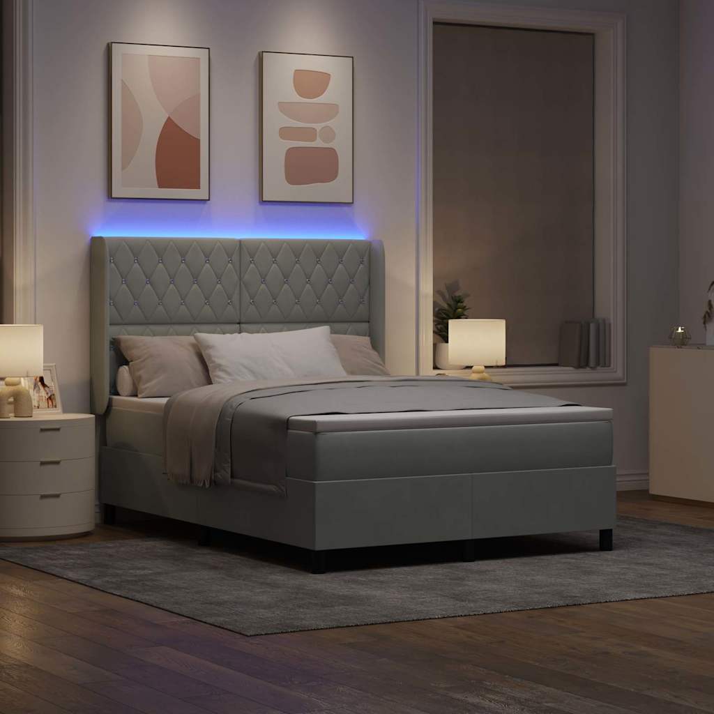 Letto a molle con materasso Grigio chiaro 160 x 200 cm Velluto | homemem39
