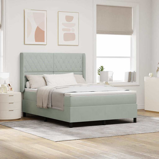 Letto a molle con materasso Grigio chiaro 160 x 200 cm Velluto | homemem39
