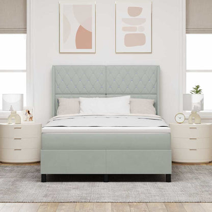 Letto a molle con materasso Grigio chiaro 160 x 200 cm Velluto | homemem39