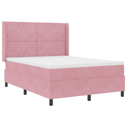 Letto a molle con materasso con led Rosa 160 x 200 cm Velluto | homemem39