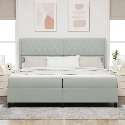 Letto a molle con materasso Grigio chiaro 200 x 200 cm Velluto | homemem39