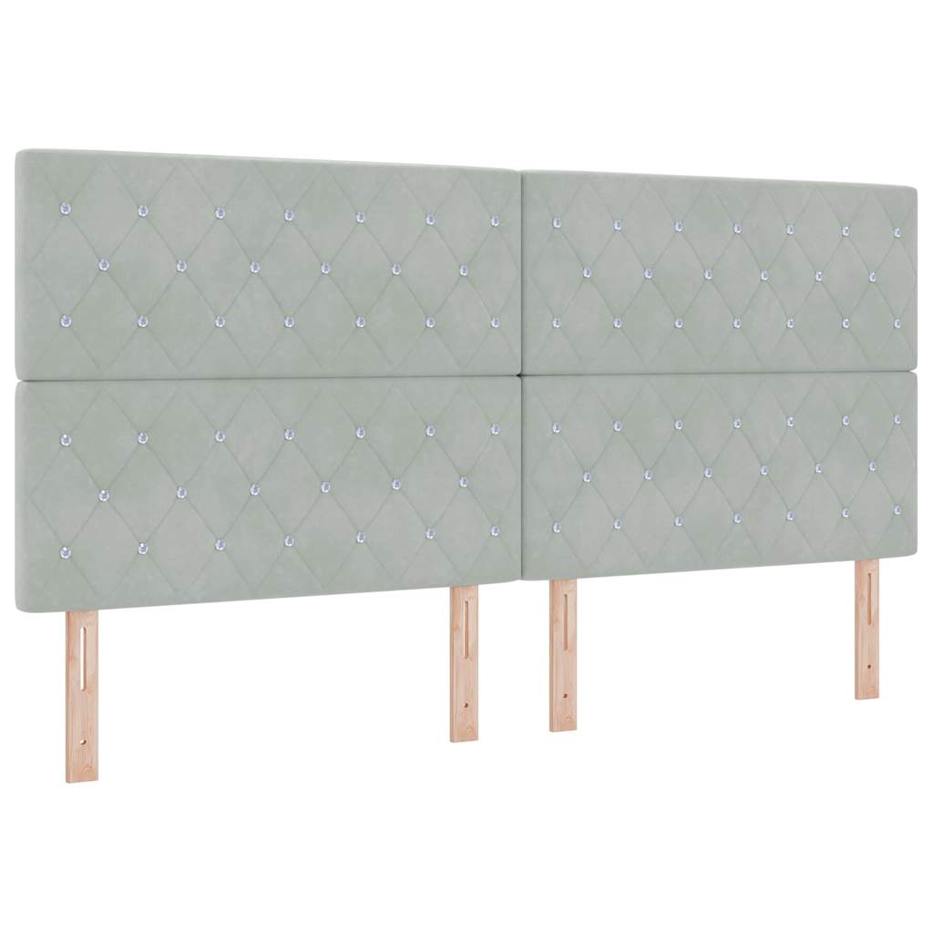 Letto a molle con materasso Grigio chiaro 200 x 200 cm Velluto | homemem39