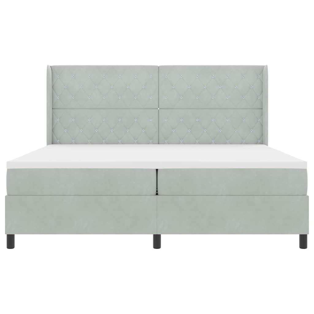 Letto a molle con materasso Grigio chiaro 200 x 200 cm Velluto | homemem39