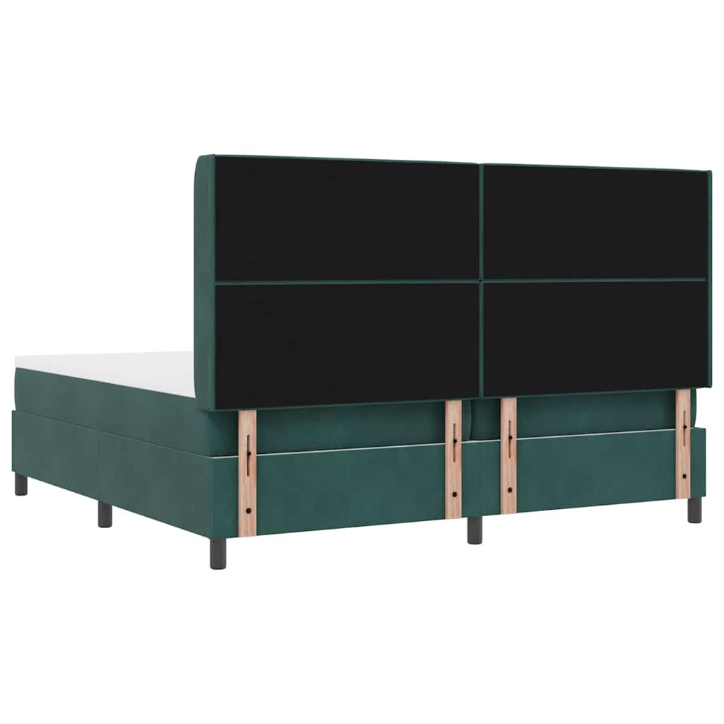 Letto a molle con materasso Verde Scuro 200 x 200 cm Velluto | homemem39