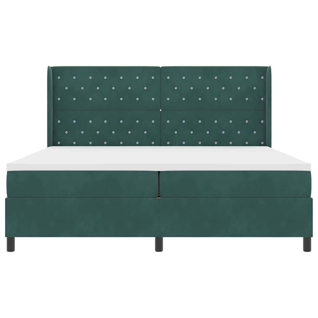 Letto a molle con materasso Verde Scuro 200 x 200 cm Velluto | homemem39