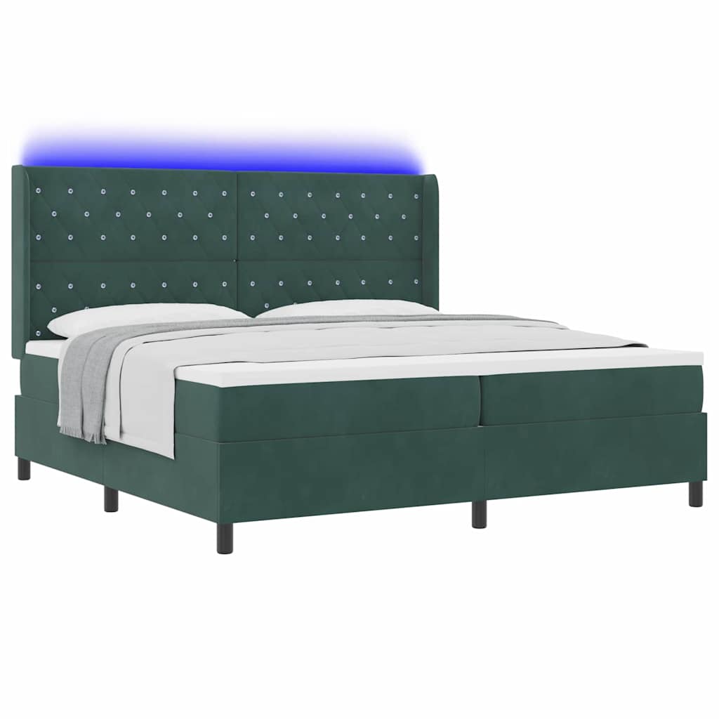 Letto a molle con materasso Verde Scuro 200 x 200 cm Velluto | homemem39