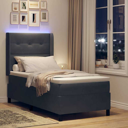 Letto a molle con strisce LED Grigio scuro 80 x 200 cm Velluto | homemem39