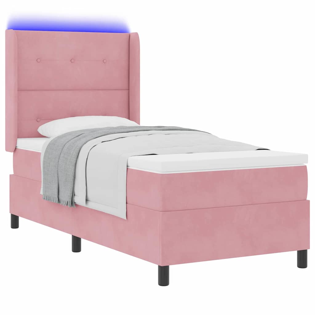 Letto a molle con strisce LED Rosa 80 x 200 cm Velluto | homemem39