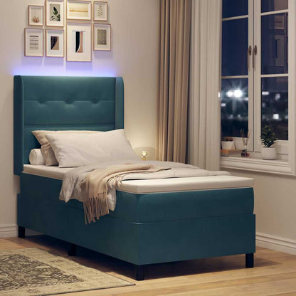 Letto a molle con strisce LED Blu 90 x 190 cm Velluto | homemem39