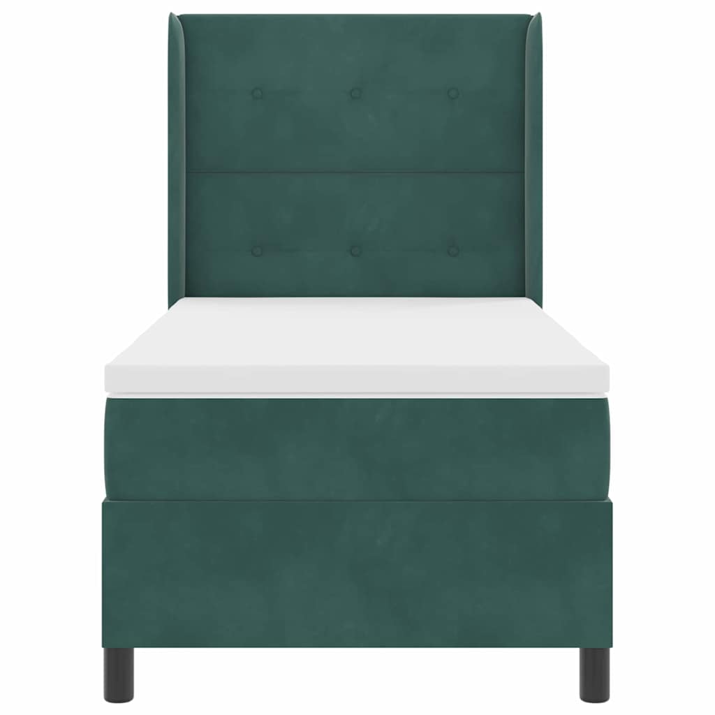 Letto a molle con strisce LED Verde Scuro 90 x 200 cm Velluto | homemem39