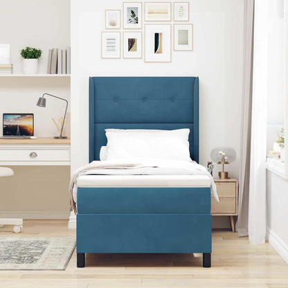 Letto a molle con strisce LED Blu 90 x 200 cm Velluto | homemem39