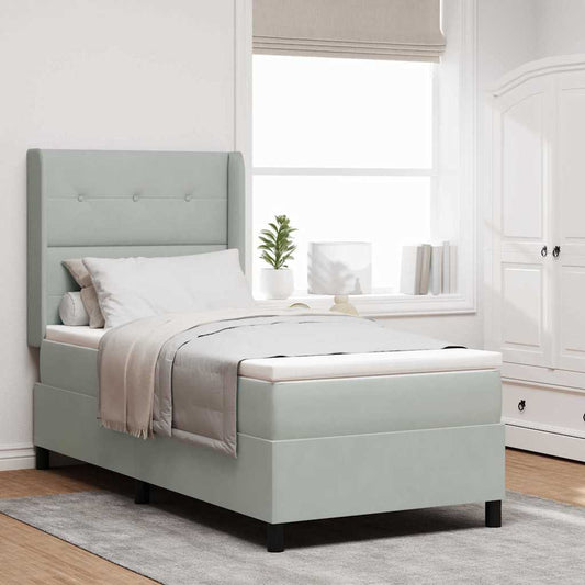 Letto a molle con testiera Grigio chiaro 100 x 200 cm Velluto | homemem39