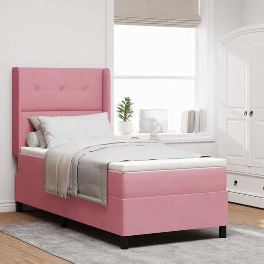 Letto a molle con strisce LED Rosa 100 x 200 cm Velluto | homemem39