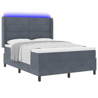Letto a molle con strisce LED Grigio scuro 140 x 190 cm Velluto | homemem39