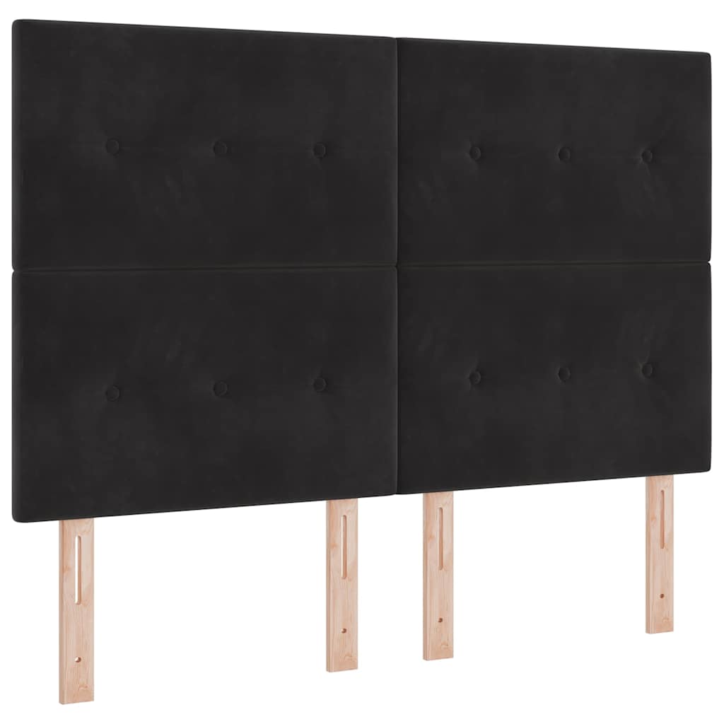 Letto a molle con strisce LED Nero 140 x 190 cm Velluto | homemem39