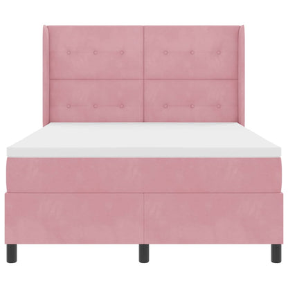 Letto a molle con strisce LED Rosa 140 x 190 cm Velluto | homemem39