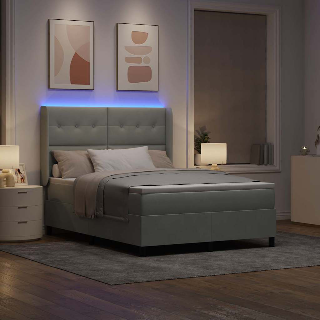 Letto a molle con testiera Grigio chiaro 140 x 200 cm Velluto | homemem39
