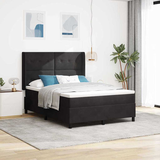 Letto a molle con strisce LED Nero 140 x 200 cm Velluto | homemem39