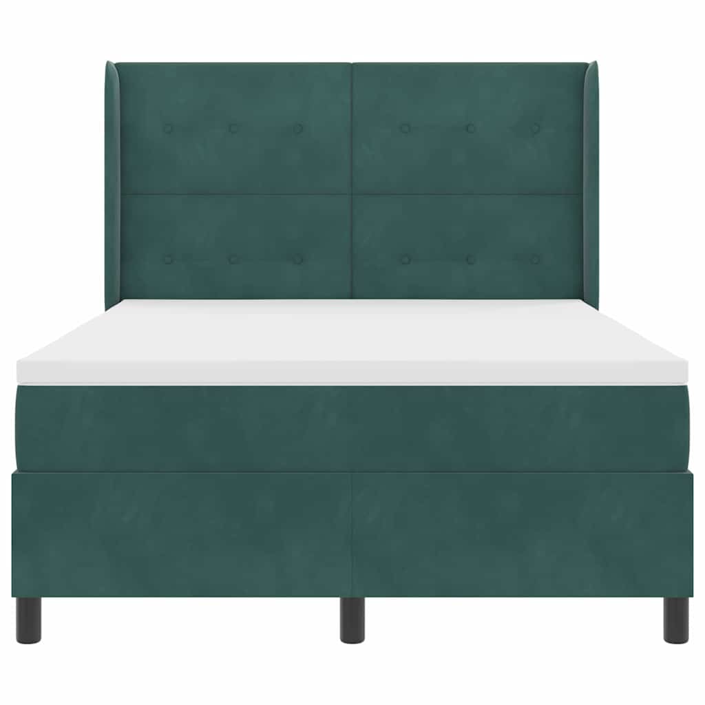 Letto a molle con strisce LED Verde Scuro 140 x 200 cm Velluto | homemem39