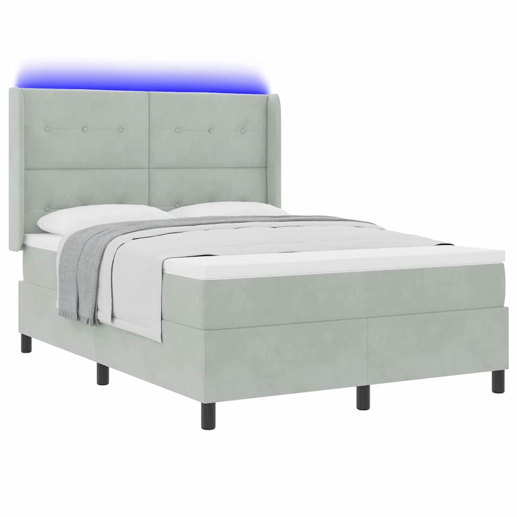Letto con Box Springs LED e Materasso Grigio chiaro - homemem39