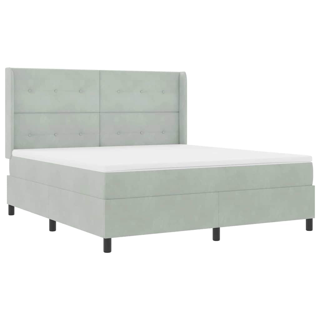 Letto a molle con testiera Grigio chiaro 180 x 200 cm Velluto | homemem39