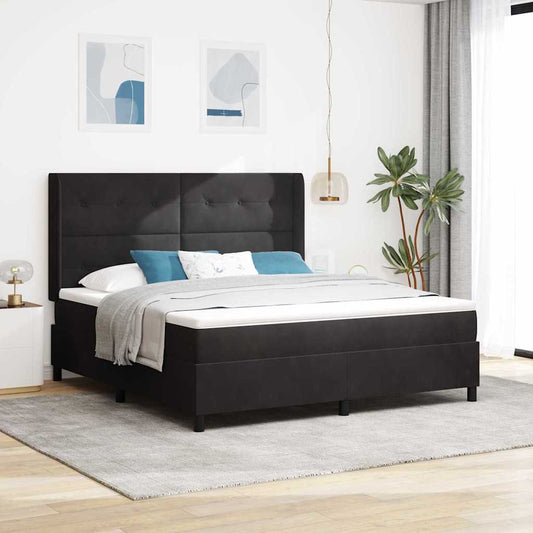 Letto a molle con strisce LED Nero 180 x 200 cm Velluto | homemem39