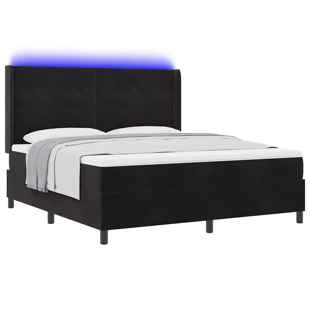 Letto a molle con strisce LED Nero 180 x 200 cm Velluto | homemem39