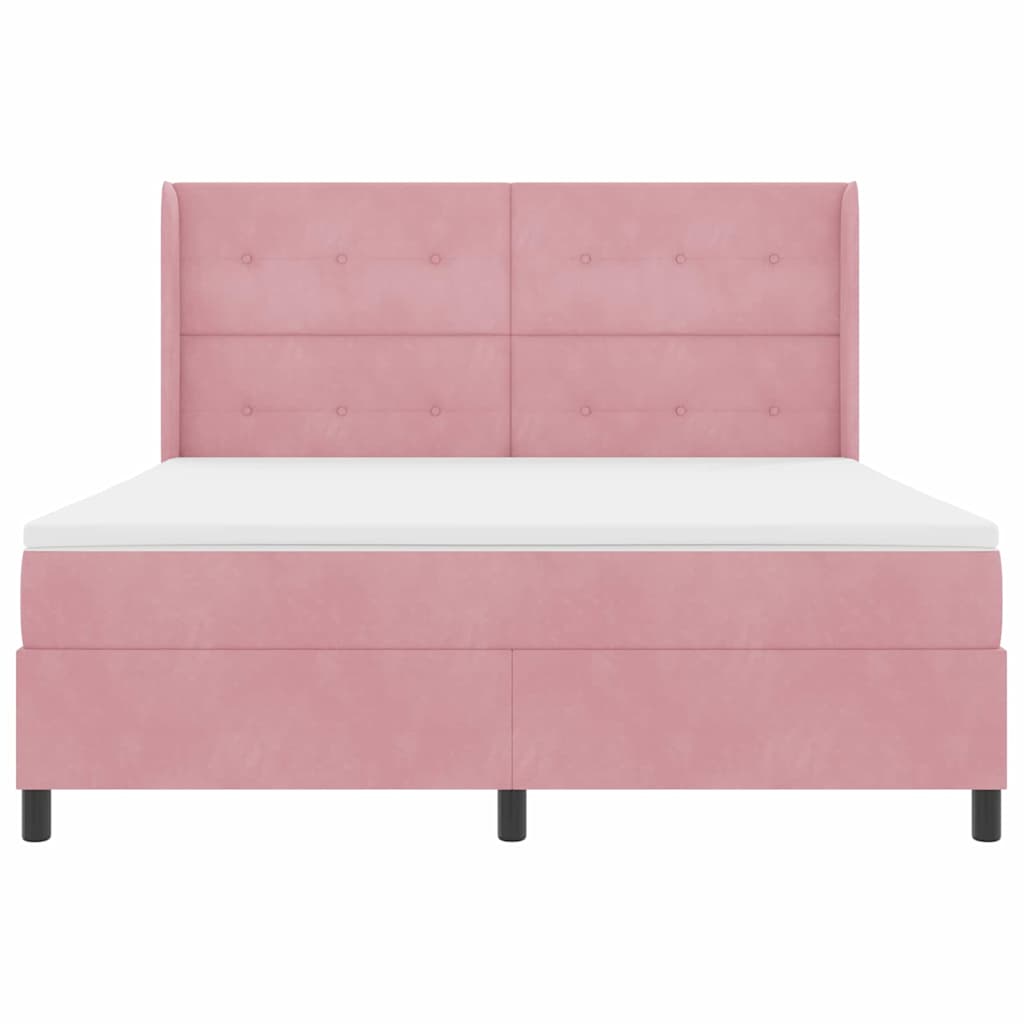 Letto a molle con strisce LED Rosa 180 x 200 cm Velluto | homemem39
