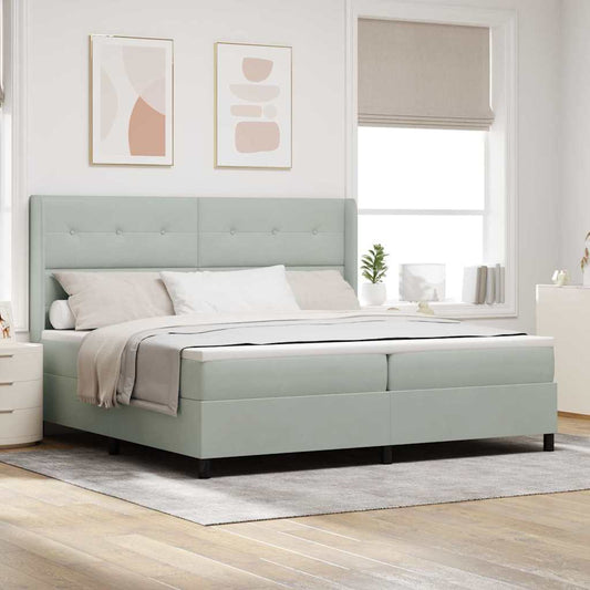 Letto a molle con testiera Grigio chiaro 200 x 200 cm Velluto