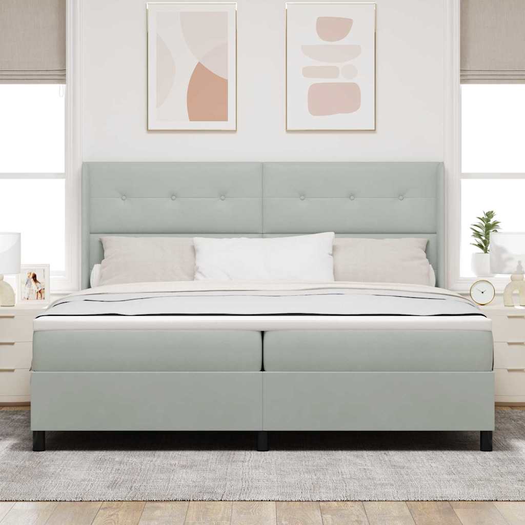 Letto a molle con testiera Grigio chiaro 200 x 200 cm Velluto | homemem39