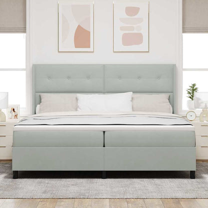 Letto a molle con testiera Grigio chiaro 200 x 200 cm Velluto | homemem39