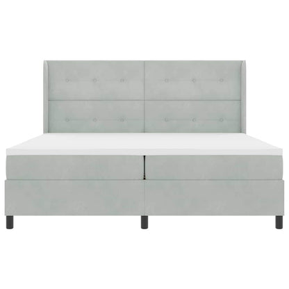 Letto a molle con testiera Grigio chiaro 200 x 200 cm Velluto | homemem39