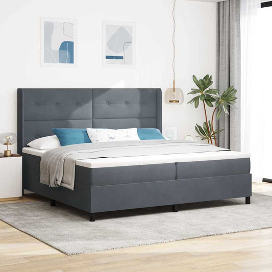 Letto a molle con strisce LED Grigio scuro 200 x 200 cm Velluto | homemem39