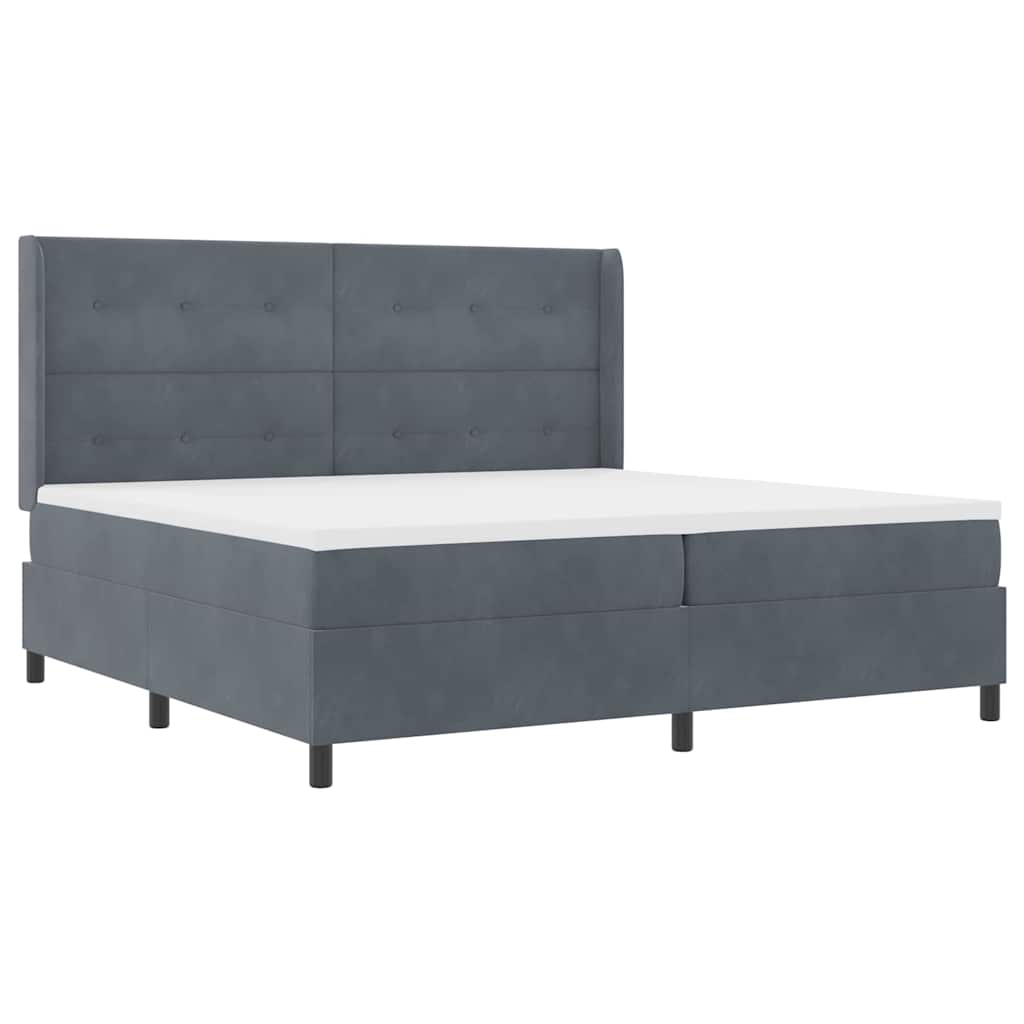 Letto a molle con strisce LED Grigio scuro 200 x 200 cm Velluto | homemem39