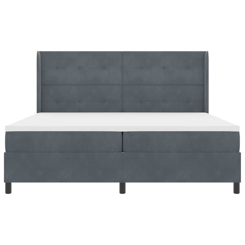 Letto a molle con strisce LED Grigio scuro 200 x 200 cm Velluto | homemem39