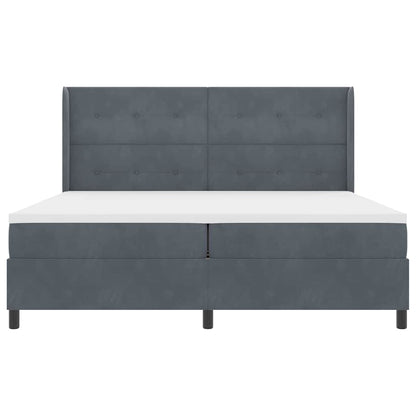 Letto a molle con strisce LED Grigio scuro 200 x 200 cm Velluto | homemem39