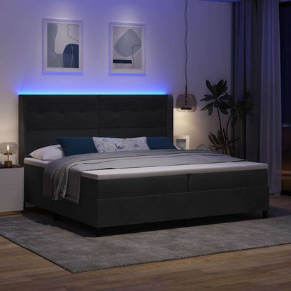 Letto a molle con strisce LED Nero 200 x 200 cm Velluto | homemem39