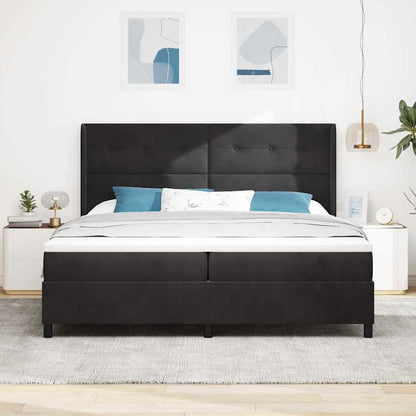 Letto con Box Springs LED e Materasso Nero 200 x 200 cm Velluto - homemem39