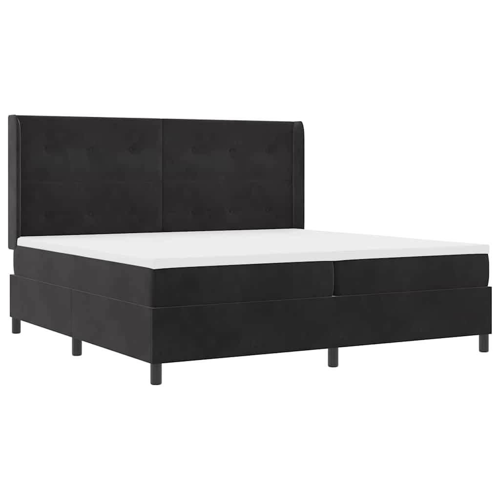 Letto a molle con strisce LED Nero 200 x 200 cm Velluto | homemem39