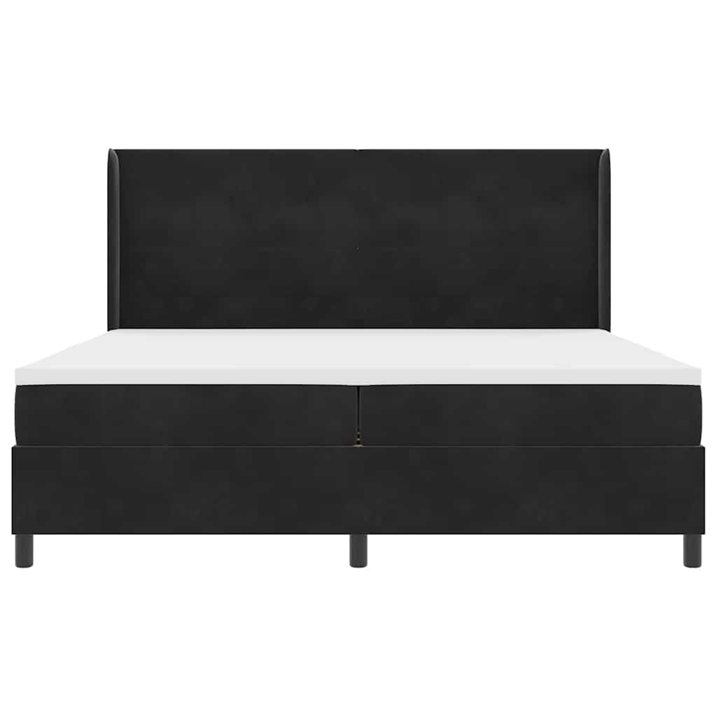 Letto a molle con strisce LED Nero 200 x 200 cm Velluto | homemem39
