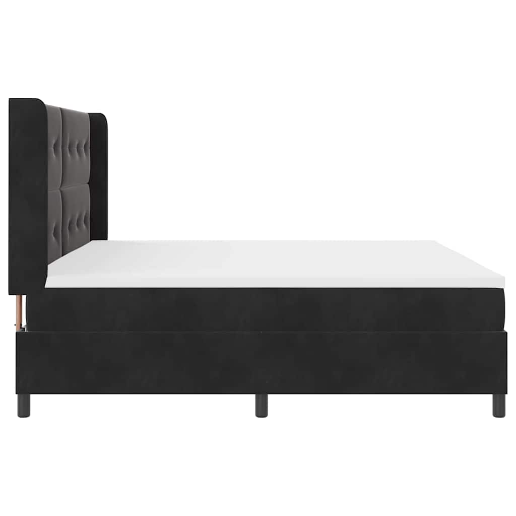 Letto con Box Springs LED e Materasso Nero 200 x 200 cm Velluto - homemem39