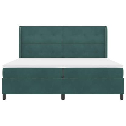 Letto a molle con strisce LED Verde Scuro 200 x 200 cm Velluto | homemem39