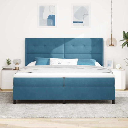 Letto a molle con strisce LED Blu 200 x 200 cm Velluto | homemem39