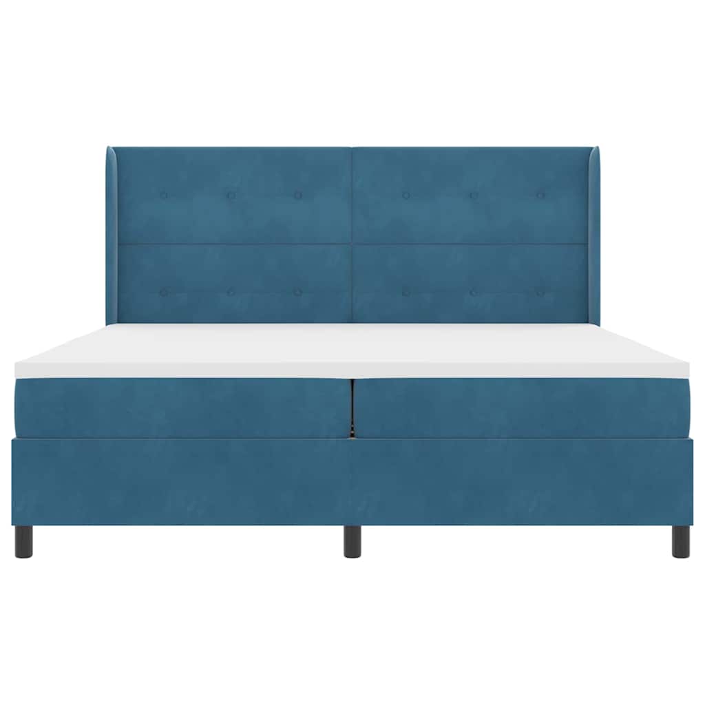 Letto a molle con strisce LED Blu 200 x 200 cm Velluto | homemem39