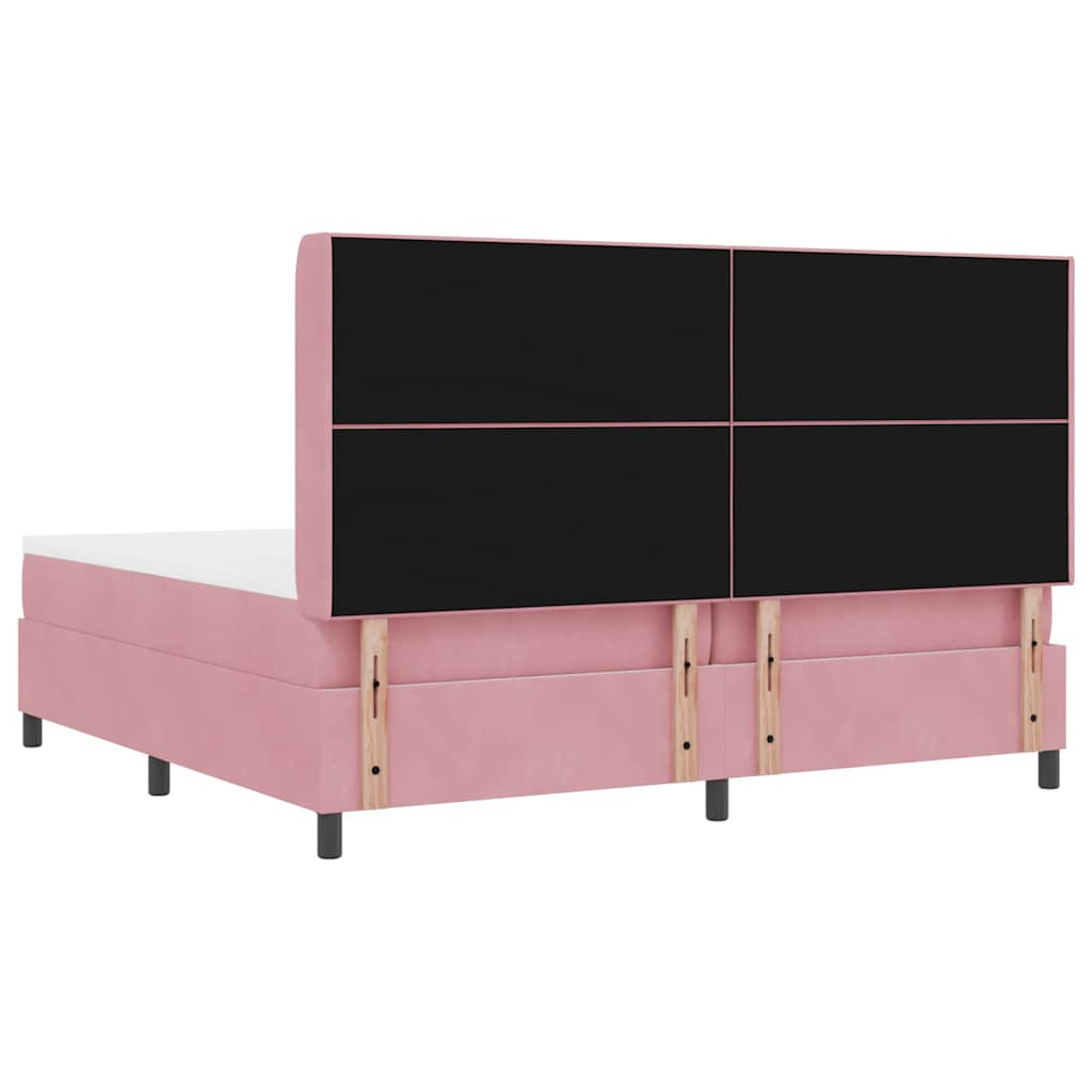 Letto a molle con strisce LED Rosa 200 x 200 cm Velluto | homemem39